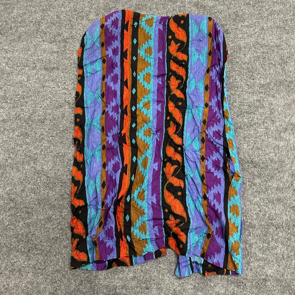 On The Rocks Vest Womens Size 4 Multicolor Geometric Tribal Rayon Beaded Boho
